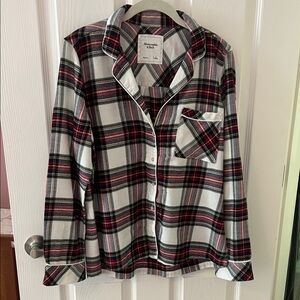Abercrombie & Fitch Red and Black Plaid Sleepwear shirt
